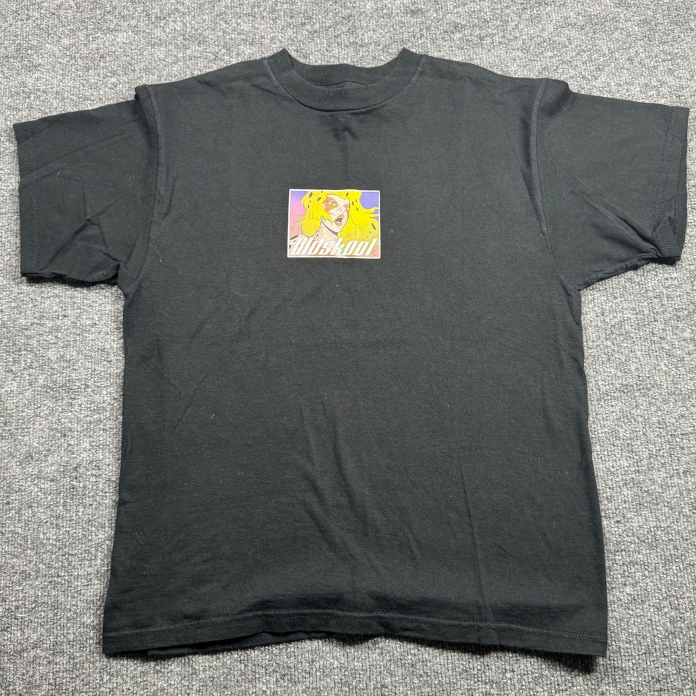 Tultex Old Skool Graphic Tee Kids‎ L 14-16 Black Anime Cheetah Girl Vintage
